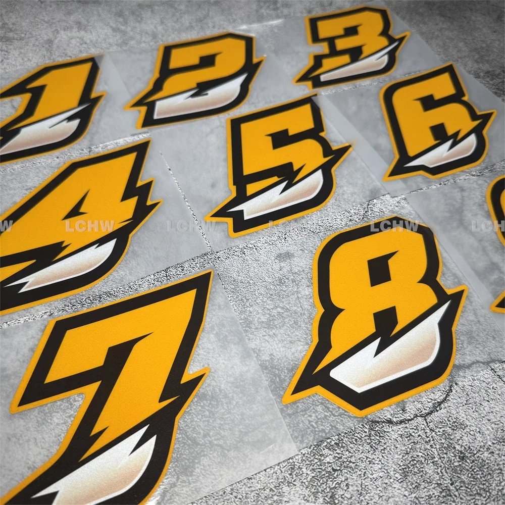 Car Styling Racing Number Stickers Digits 0123456789 Decal DIY Motorbike Auto Window Body Tail Decals Yellow