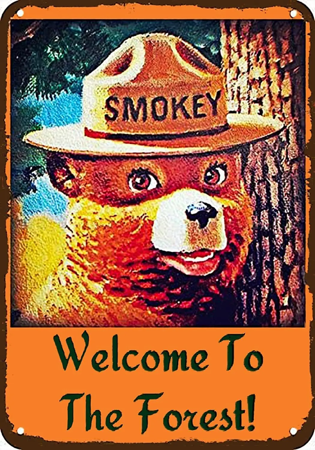 Welcome To The Forest Metal Tin Signs Smokey Bear Rettro Posters Rustic Farmhouse Wall Art Decor Conservation Forest Plaque Deco