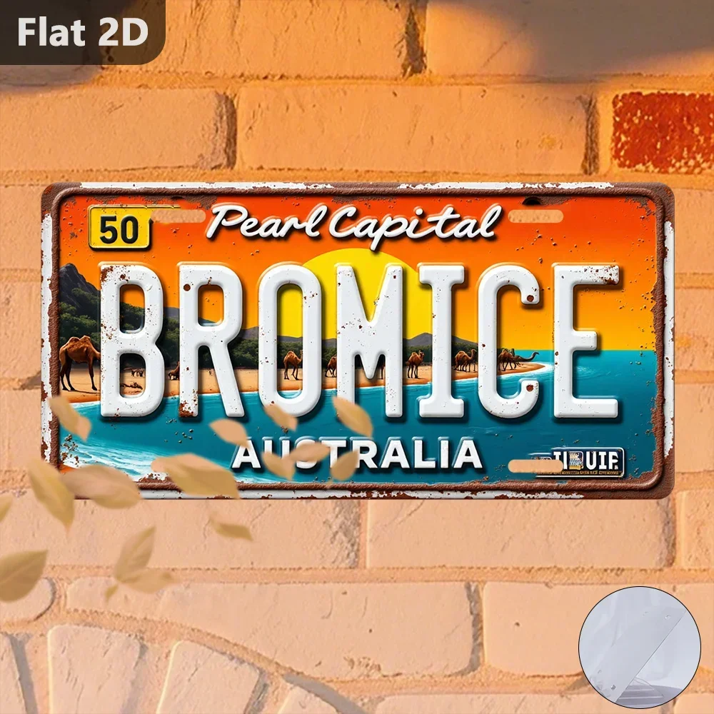 2D Flat 1pc Wall Decor  Sign Pearl Capital BROMICE AUSTRALIA, Retro Home Decor, License Plate, Hanging Decor for Cafe, Garage