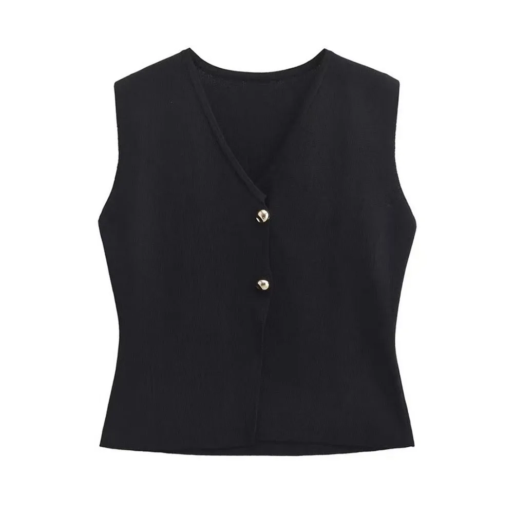 

Casual Outings Festive Gatherings Women Knitted Vest Single-breasted Vests Elegant Knitted Women Vest Spring Summer