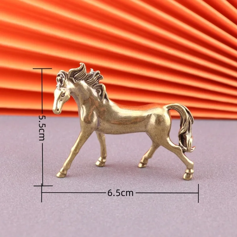 Brass Horse Figurine Pure Copper Hand Play Piece Antique Bronze Running Horse Desk Office Living Room Copper Decoration Ornament