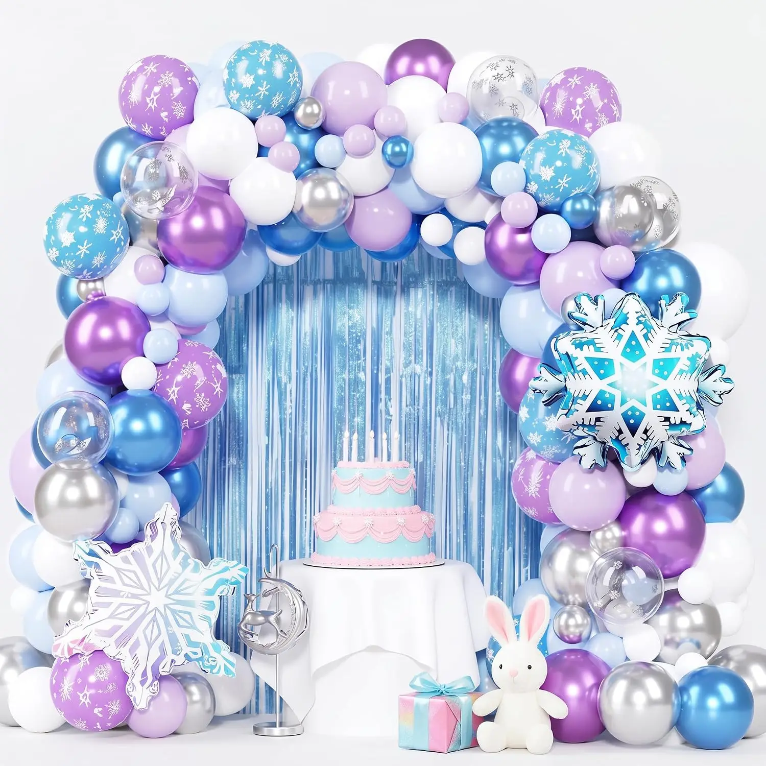 148Pcs Frozenn Balloons Arch Kit Winter Wonderland Party Decor
