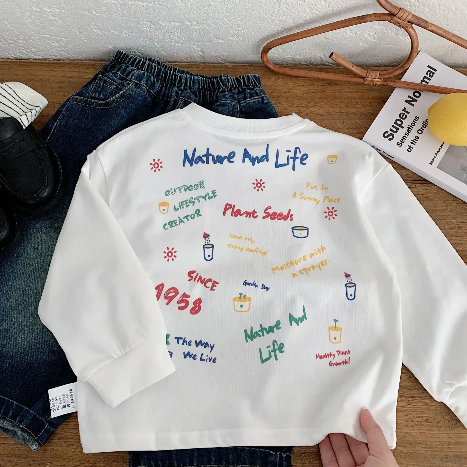 Boys T-shirt 2026 Autumn and Winter New Children's Clothing Korean Style Boys and Girls Fashion Letter Print Graffiti T-shirt