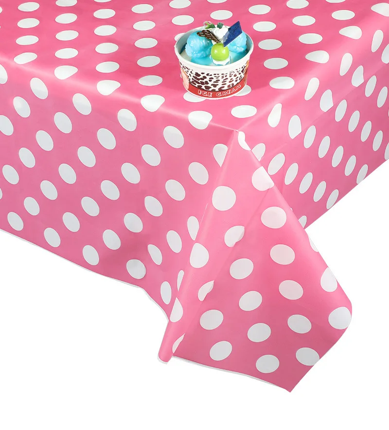 Disposable Plastic Tablecloth Dot Table Cover Waterproof Birthday Party Wedding Tablecloth Eco-Friendly Tableware 137X274CM