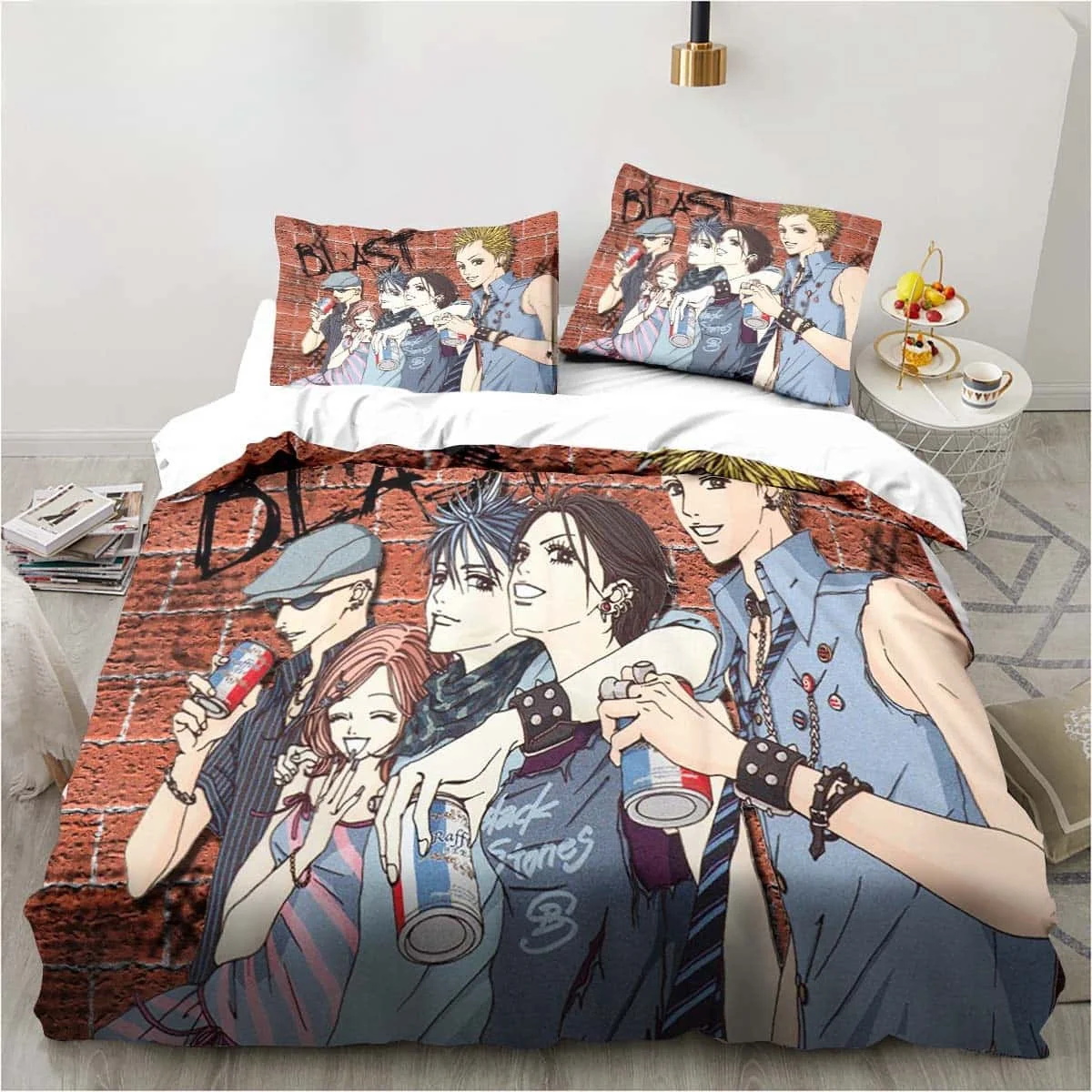 3d impressão desenhos animados pedra preta nana mangá conjunto de cama único gêmeo completo rainha king size conjunto adulto criança quarto conjuntos capa edredão