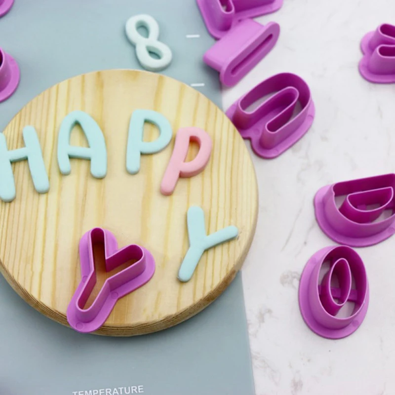 New Plastic Cake Mould DIY Alphabet Letter Impress Biscuit Cookie Cutter Press Stamp Embosser Fondant Mold 1 Set Cake Stand