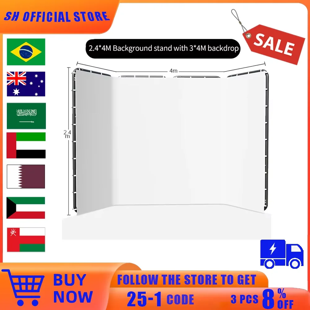

SH 240x400cm Background Stand Frame With Photography Green Screen Backdrops Photography Background For Living Video Recording