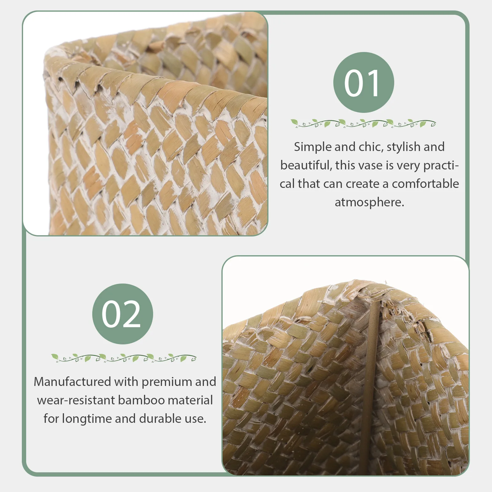 

Seagrass Hand Woven Storage Basket Faux Wicker Plant Decor Craft Home Organizing Large Straw Basket for Living Room White