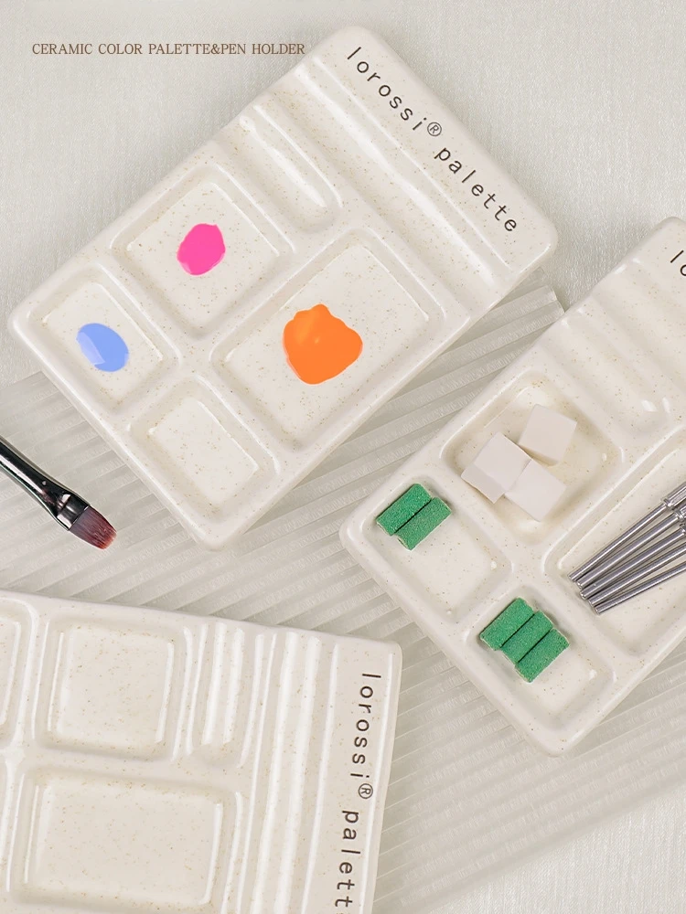 Multifunktionale Farbpalette Keramik-Malpalette Nagellack-Farbpalette Stiftablage Kompakte Keramikplatte – Detail 2
