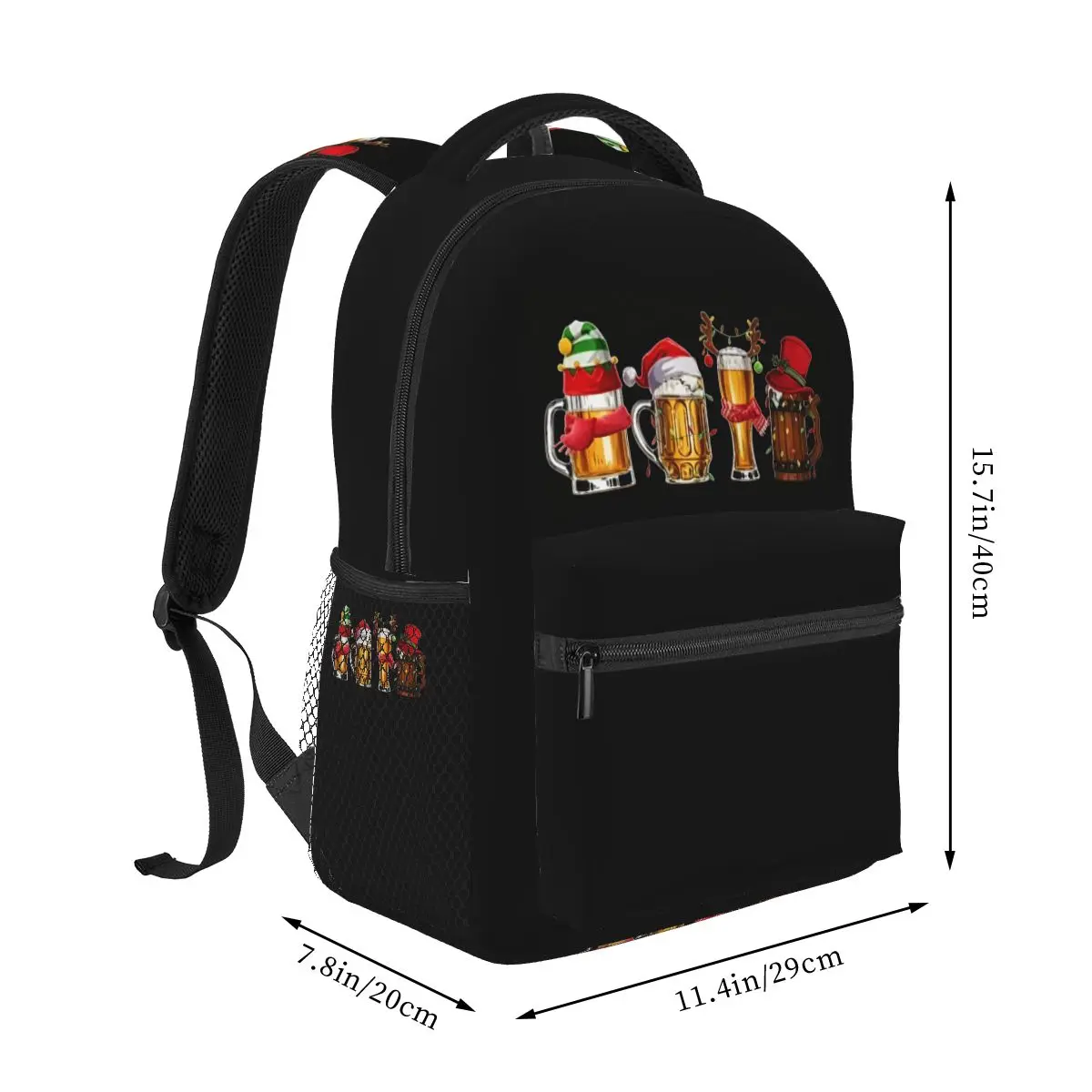 Merry Christmas Beers Drinking Lover Santa Backpack Student Boys Girls BookBag Kid School Bag Laptop Shoulder Bags for Men Women