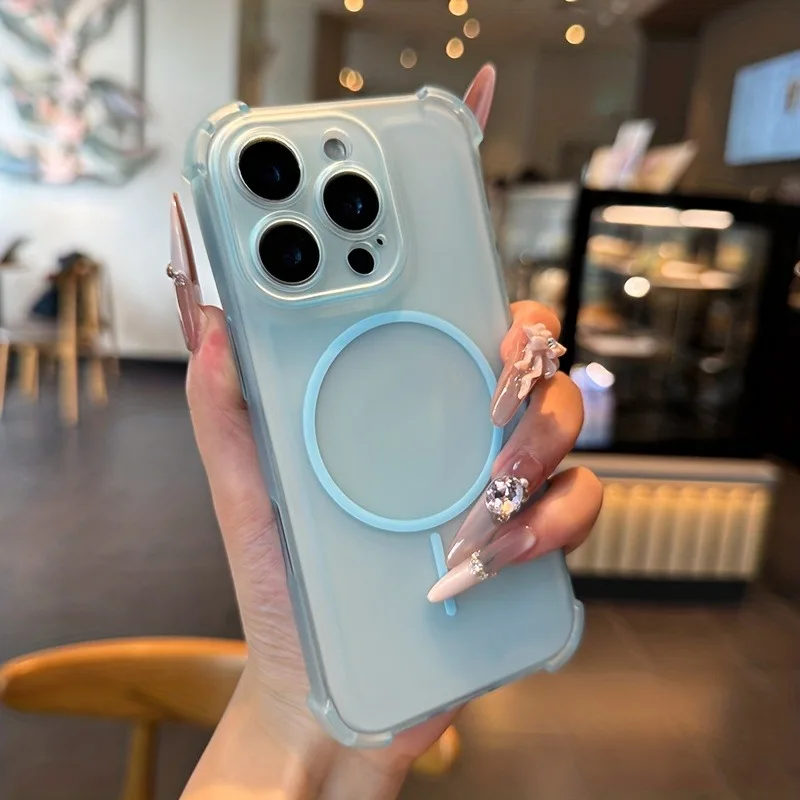 Luxuriöse Magnetische Durchsichtige Airbag-Schutzhülle für iPhone 17 14 15 13 16 18 Pro Max 18Pro 17Pro Hülle für Magsafe Stoßfeste Rückabdeckung – Detail 10