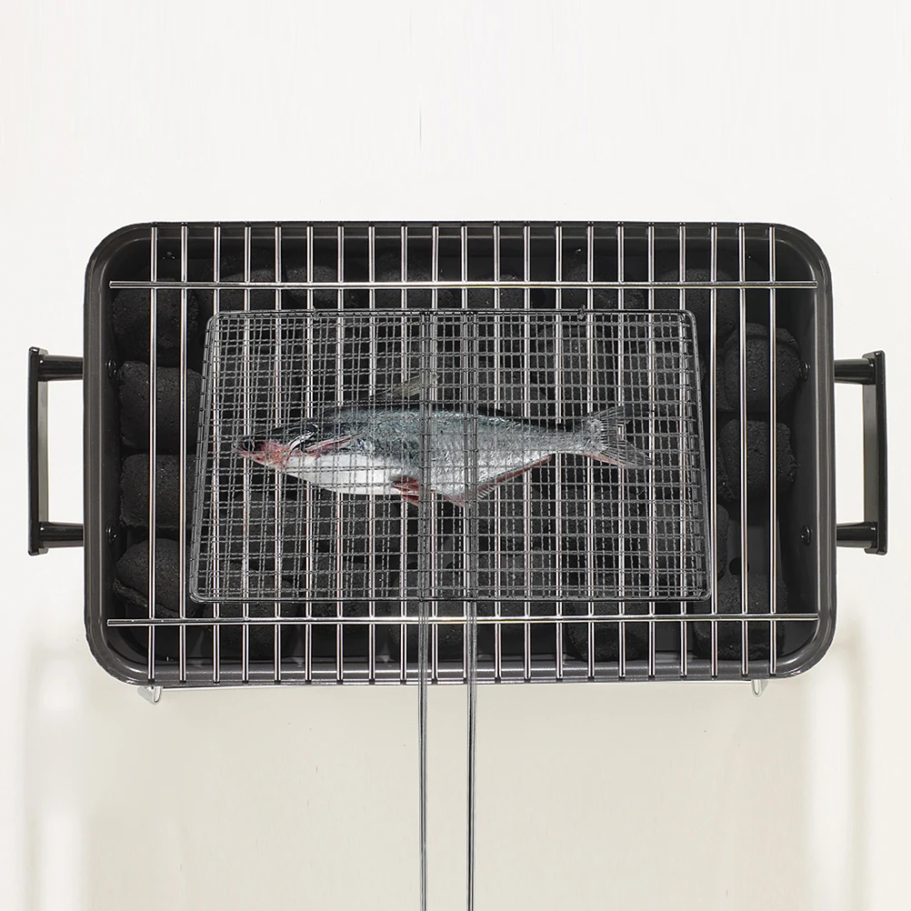 

Fish Grilling Rack Heavy Duty Stainless Steel Mesh Grid For Meat Vegetables Shrimp Outdoor Bbq Campfire Cooking Grilling