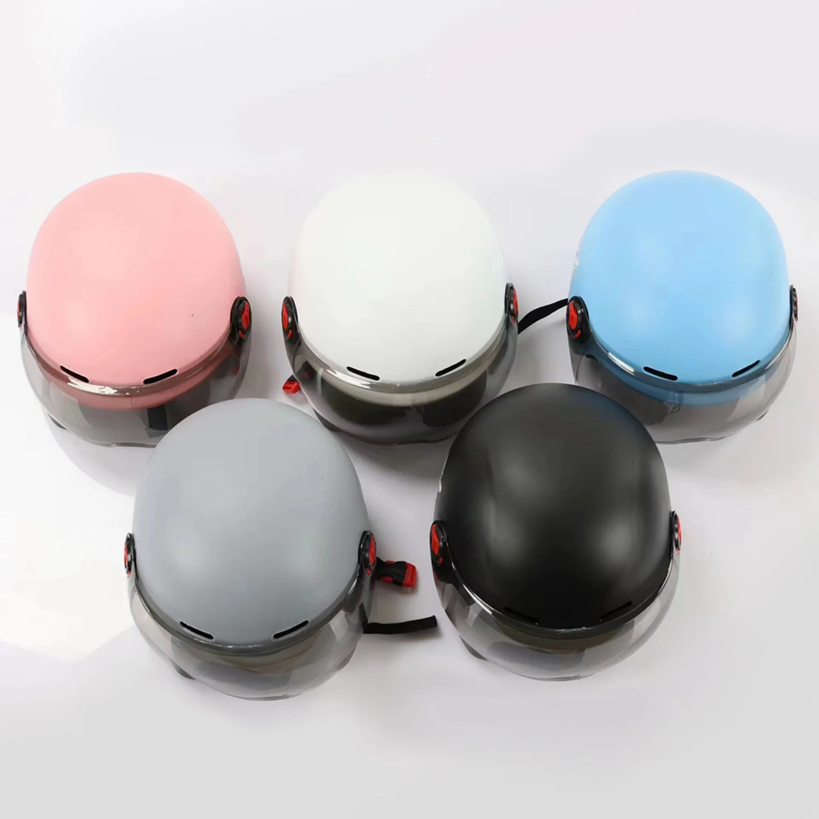 Men Motorcycle Helmet,Woman Electric Motor Car Scooter Bike Open Face Half Helmet,Anti-UV Safety Hat Bicycle Cap with Goggles