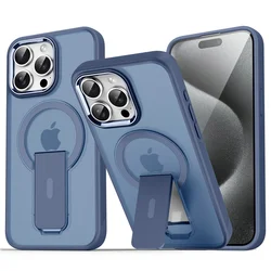 For Magsafe Magnetic Stand Invisible Support Phone Case for iPhone 16 15 14 11 12 13 Pro Max Plus Hard Anti-fall Matte Back case