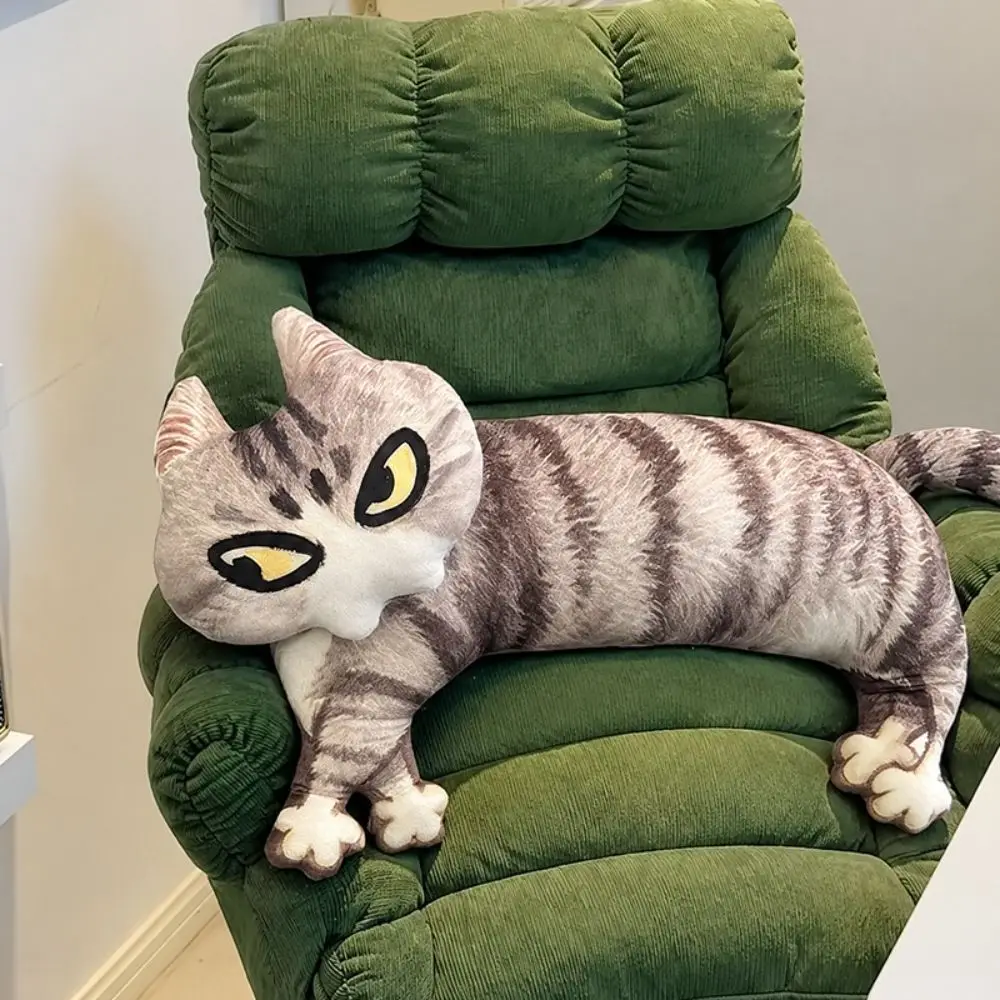 Creative 3D Printing Cat Pendant Abstract Doll Stuffed Animal Cats Pillow Realistic Cute Cartoon Cat Sofa Cushion Bag Charm
