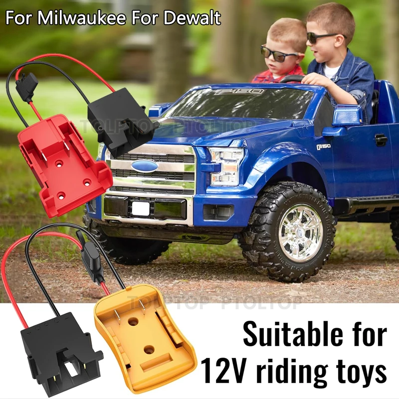 NEW Power Wheel Battery Adapter for Dewalt/Milwaukee 18V with Wire Harness Connector 12AWG Wire Compatible with Fisher-Price 12V