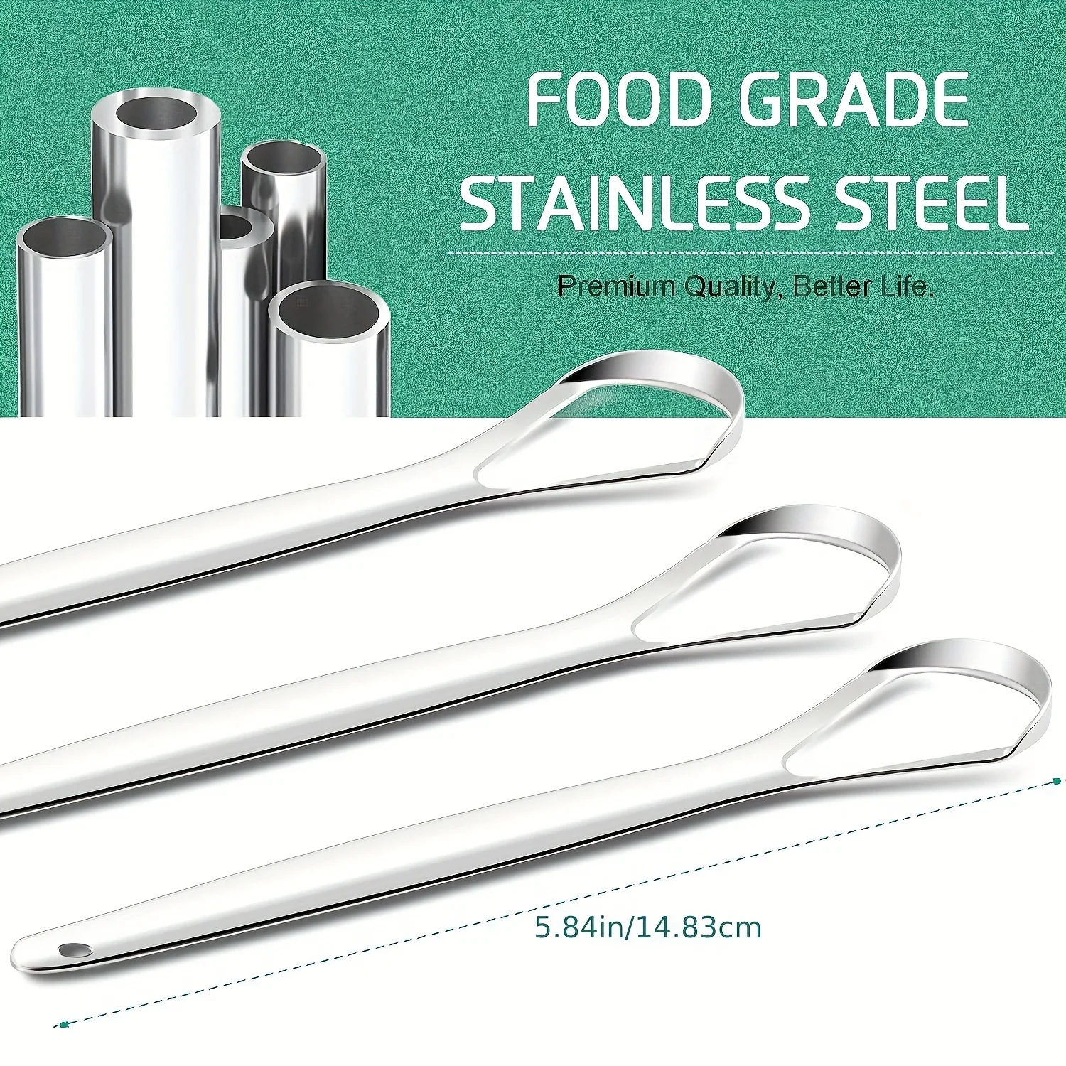 [Zungenschaber aus Edelstahl] Zungenschaber aus Edelstahl |   Zungenreiniger für Erwachsene, entfernt Mundgeruch, frischen Atem, Mundpflege