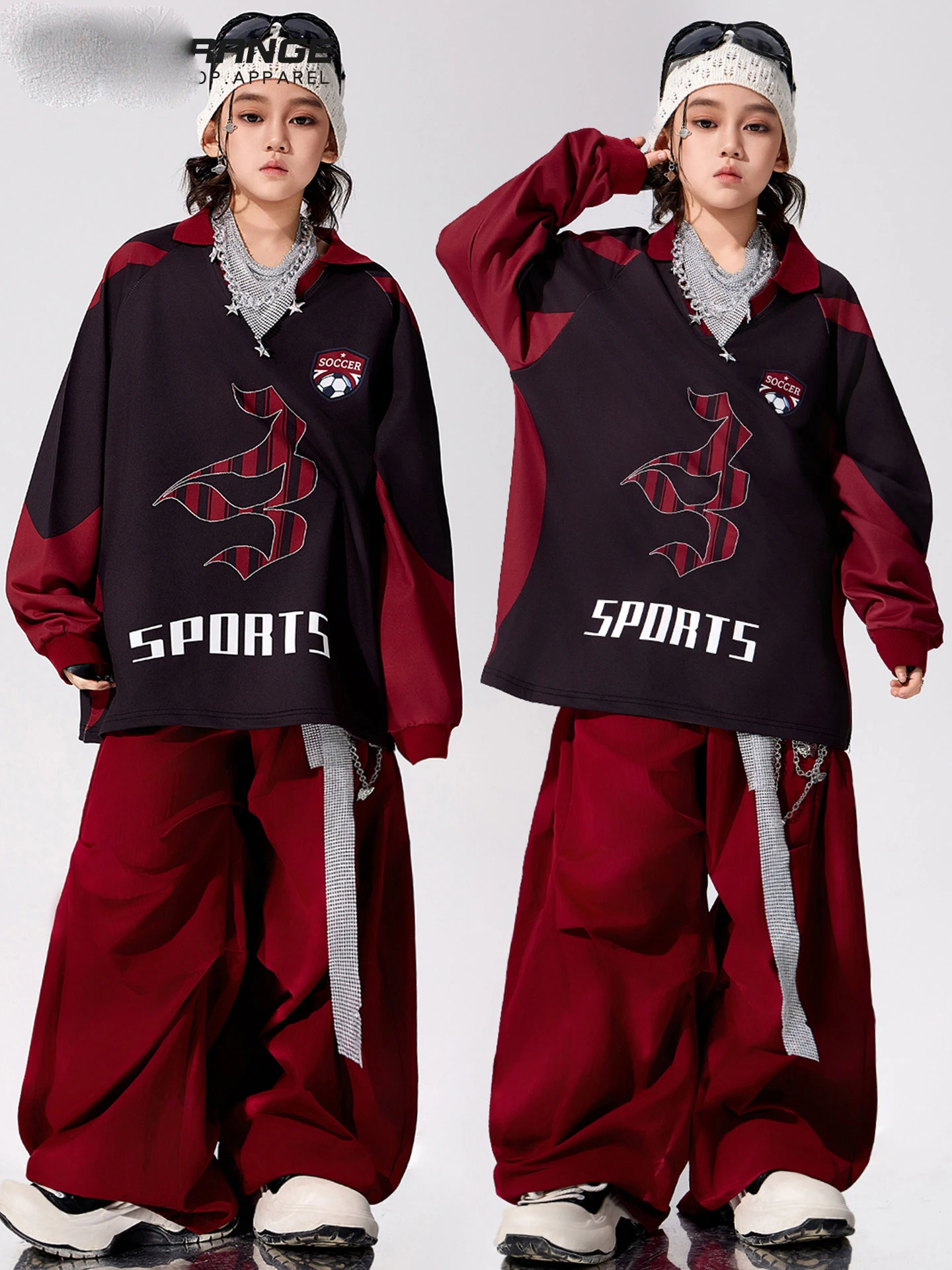 

Новые костюмы для современных джазовых танцев 2026 года для девочек: свободные рубашки, красные брюки, K-pop наряды, одежда для выступлений в стиле хип-хоп для мальчиков DQS21439