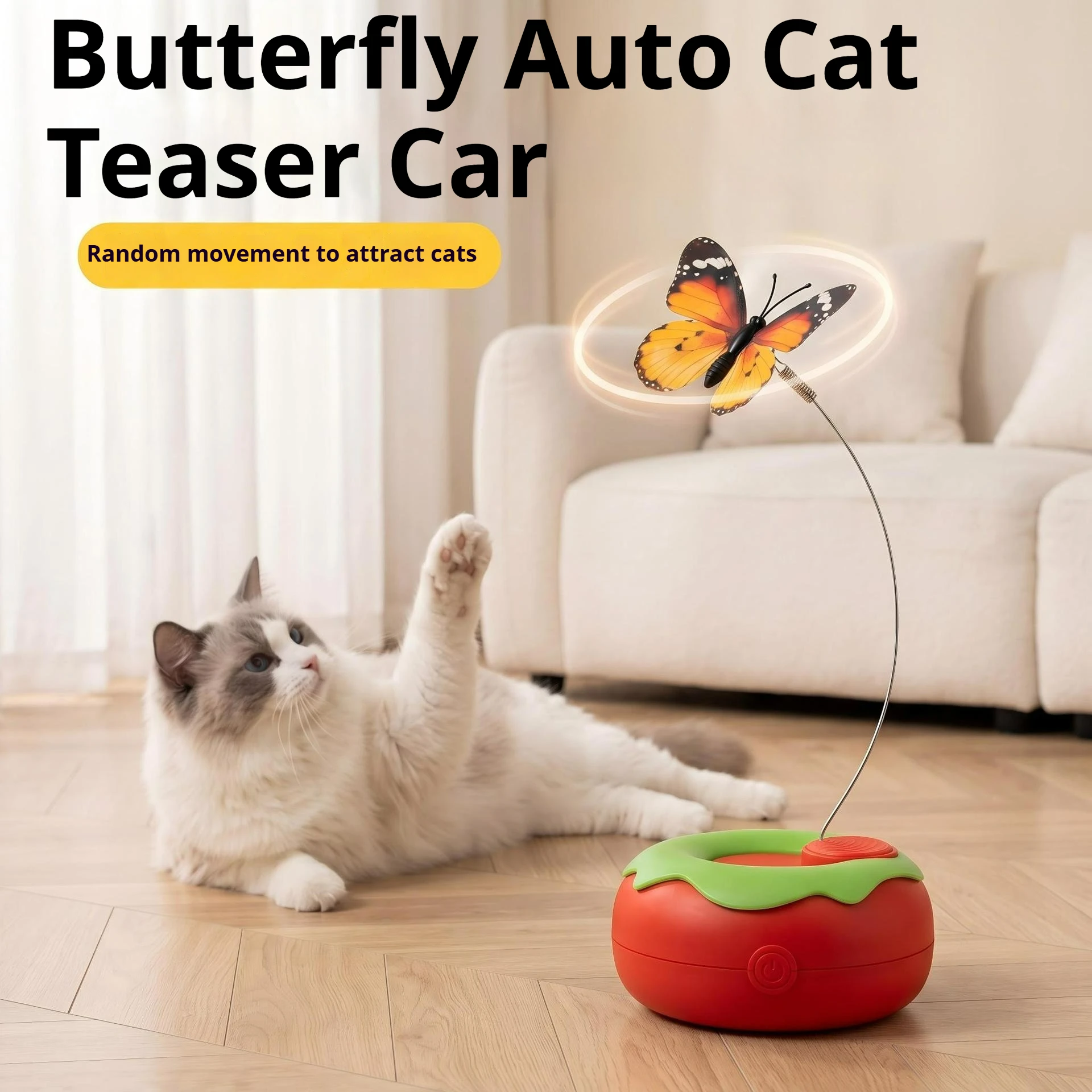 Automatic Butterfly Cat Toy Car, Intelligent Obstacle Avoidance, Type-C Charging, Long-Lasting Battery Life，Premium Material