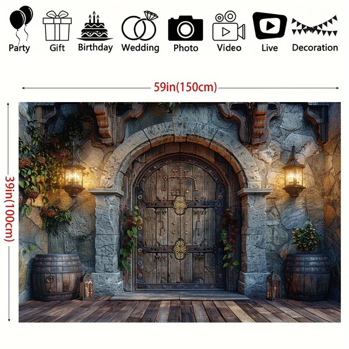 1pc Medieval Castle Background, Decorative Castle Wall Background, Kingdom Guardian VBS Medieval Theme Party Supplies