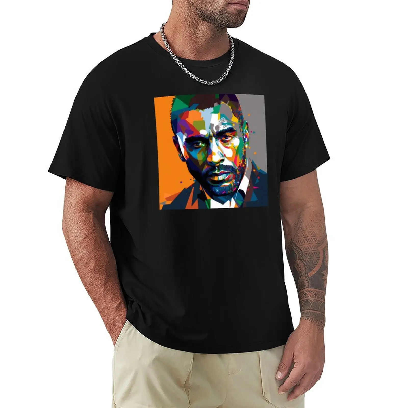 

Idris Elba Wpap Art (Original) T-Shirt vintage graphic tee Personalized t-shirt valentines clothes cute tops men clothings