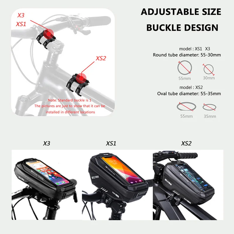 WILD MAN Rainproof Bicycle Front Top Tube Bag Touch Screen Cycling Phone Bag Bike Bag 6.7 Inch Phone Case Bicycle Accessories