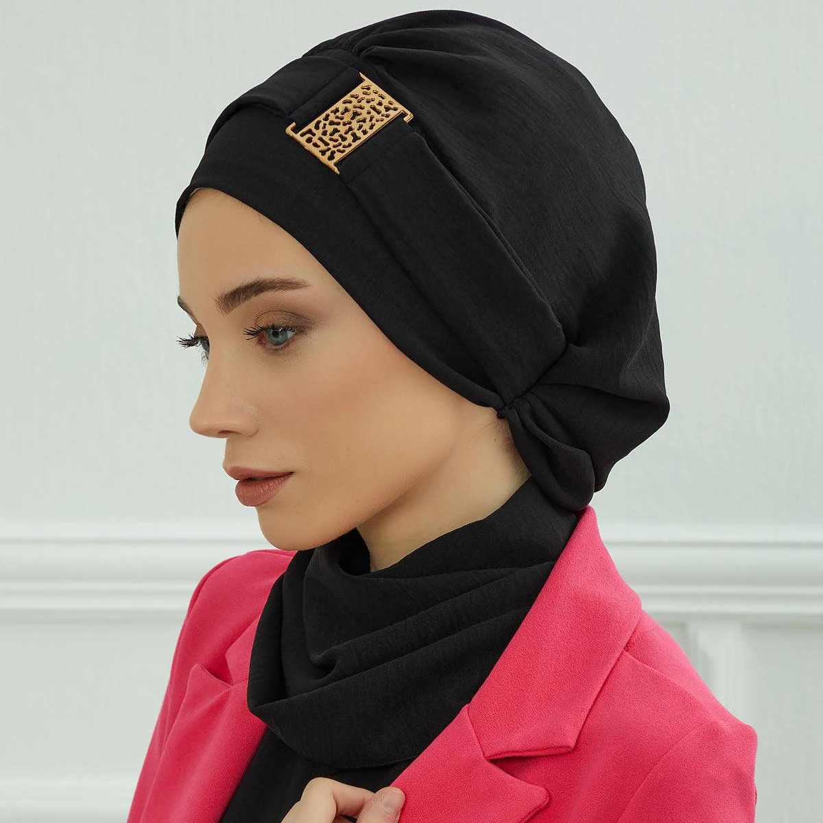 Turban Hijab instantané pour femmes musulmanes, bandeau de sauna pour dames, élégant et uni, design en métal