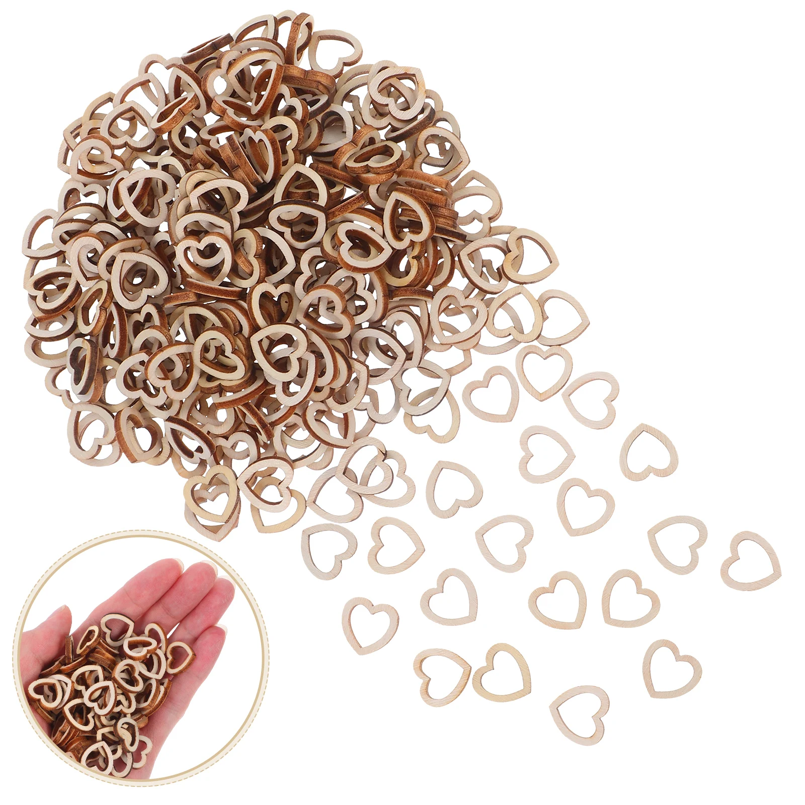 

300 Pcs Love Wood Chip Decoration DIY Wooden Heart Shapes Heart-shaped Natural Cutouts Rustic Crafts