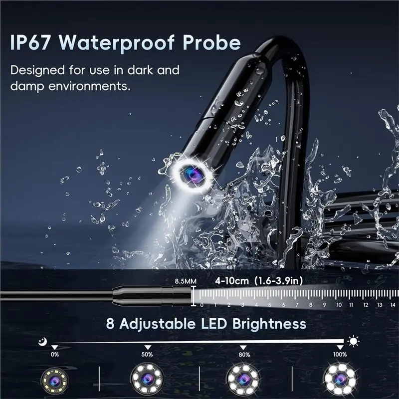 B04B-1080P Endoscope Camera With LED Lights 4.3