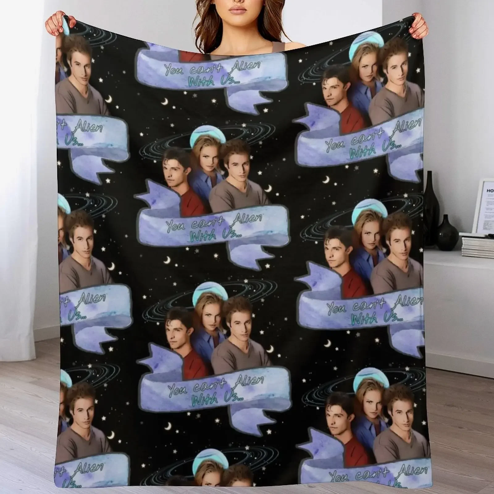 

Roswell tv show you can't Alien with us Throw Blanket Cozy Napping Blanket Gift for Mom Dad