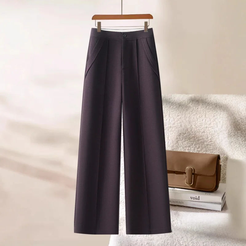 

Шерстяные повседневные свободные брюки для женщин и зимы, элегантные драпированные прямые брюки