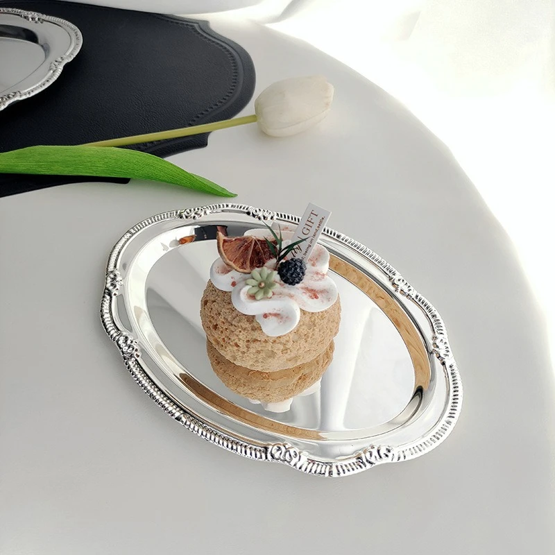 Vintage Embossed Silver Serving Tray 4
