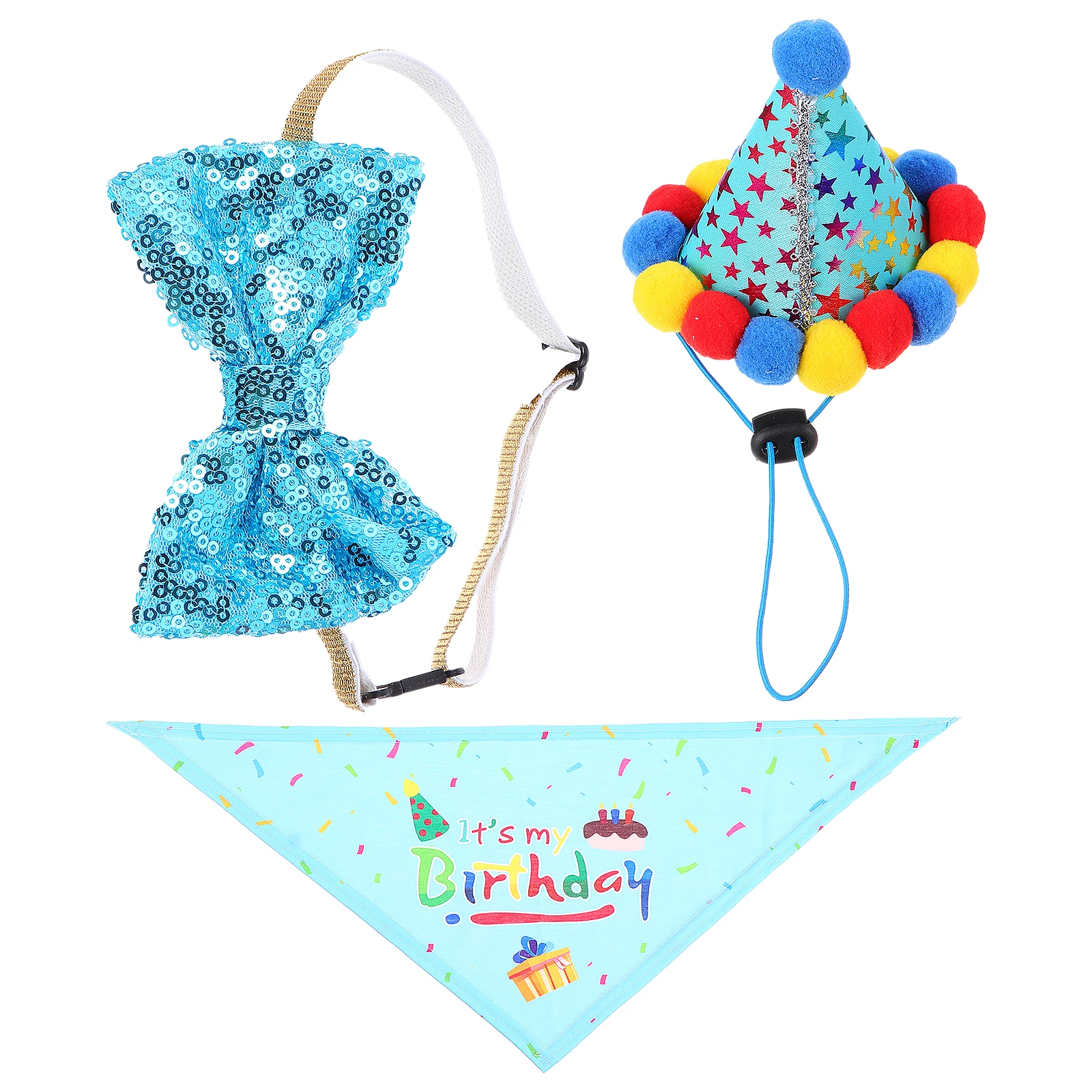 

Pet Scarf Hat Dog Birthday Decor Kit Cotton Polyester Bow Tie Banner Supply Cute Bright Chic Design Long Durable Photo Event Pet
