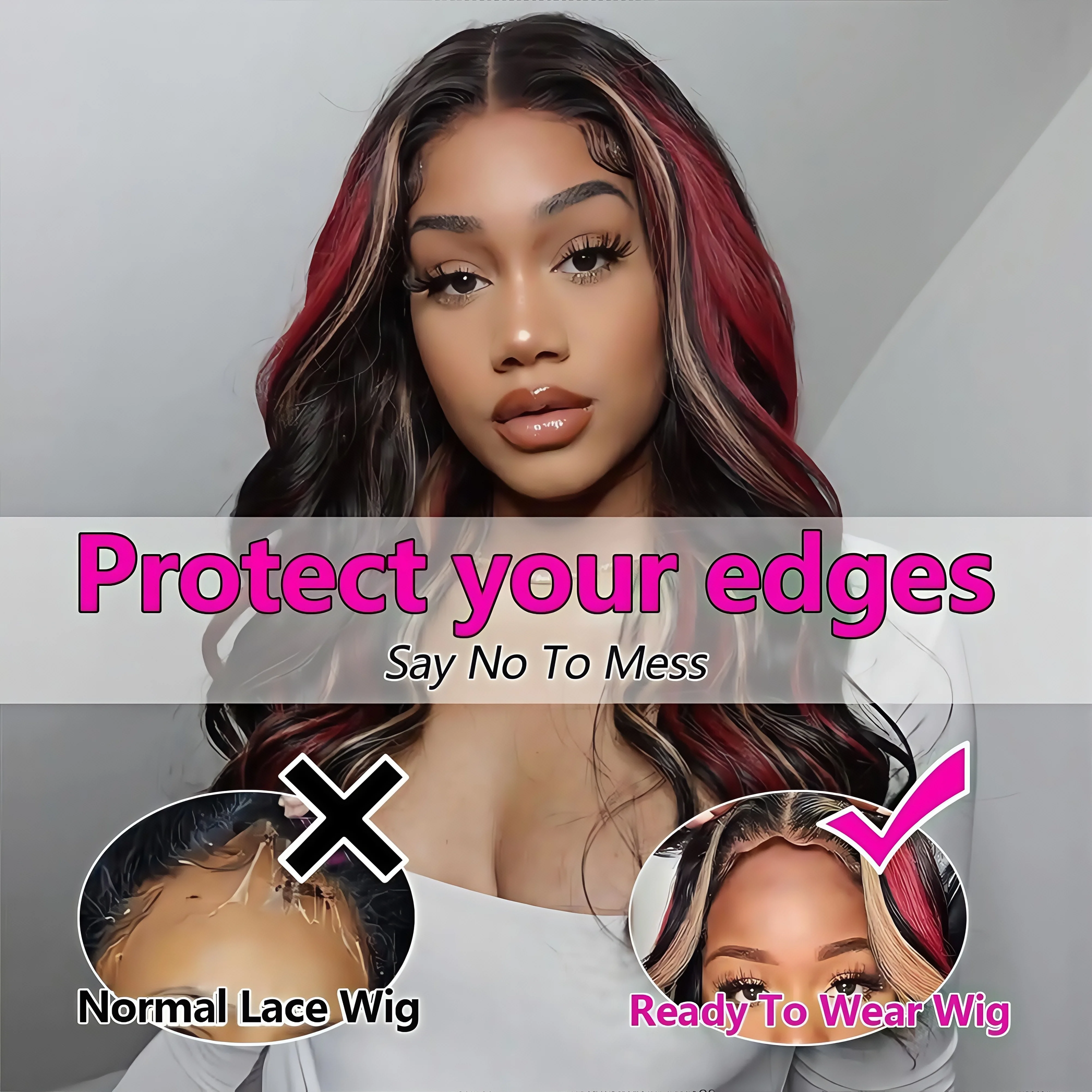 1B/99J/27 Omber black hair with red blonde Highlight 5x5 Hd Lace Closure Body Wave Wig Human Hair 99J Glueless Wig Ready To Wear image 3