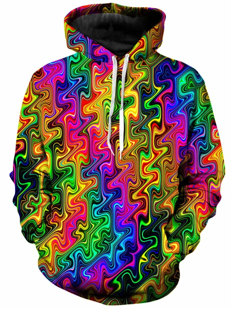 Felpa con cappuccio grafica New Illusion Swirl Felpa psichedelica colorata da uomo stampata in 3D Pullover alla moda unisex Felpe con cappuccio oversize da donna