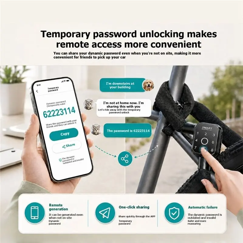 ABDJ-Smart Bicycle Lock Anti Theft Electric Battery Car Fingerprint Lock Smart Fingerprint Chain Lock For Bicycle Motorcycle