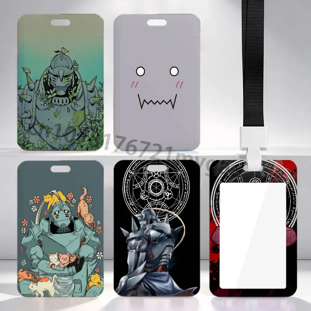 A-Alphonse E-Elric Custom ID Card Sleeve Clear Holder Print Logo For Staff Name Tag Horizontal Vertical