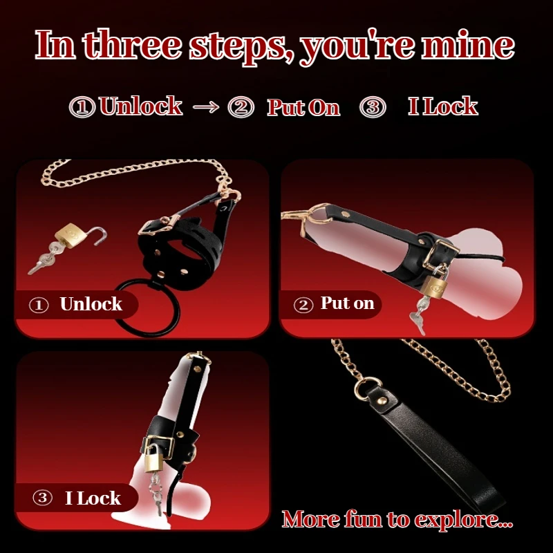 Leather Ball Stretcher with Leash Tug Down Scrotum Penis Ring Chastity Cock Cage BDSM Sex Toys For Men 18+ - view 4