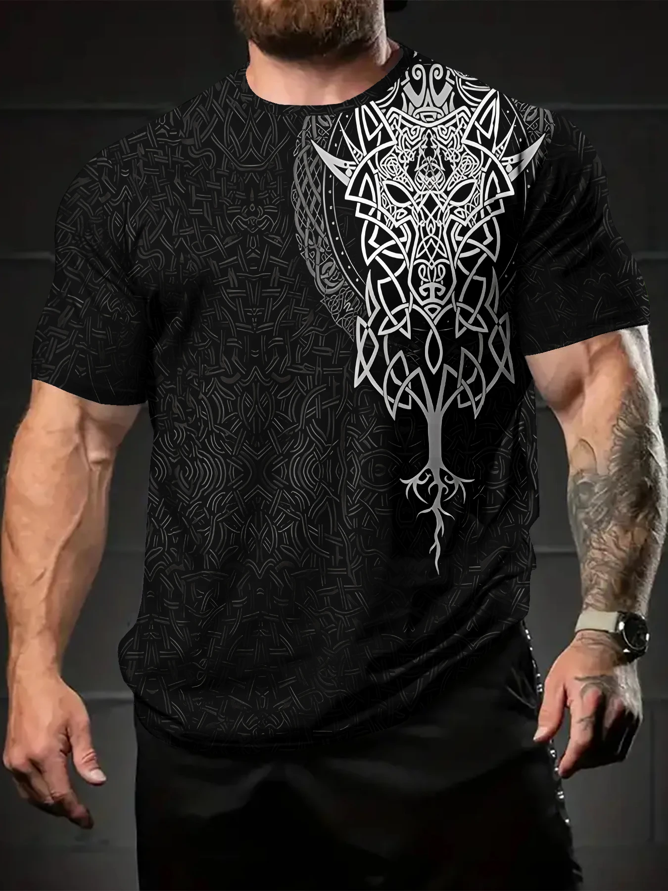 

2025 New Aztec Theme 3D Printed T-shirt Tight Shirt Short Sleeve T-shirt Men's Summer T-shirt Retro Printed Men's Top