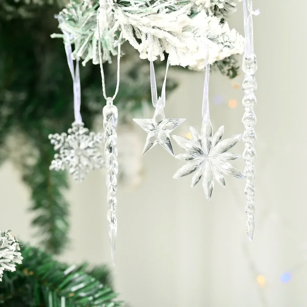 

Christmas Decorations Christmas Tree Pendant Transparent Ice Strip Ice Pick Ice Edge Pendant Christmas Snowflake Pendant