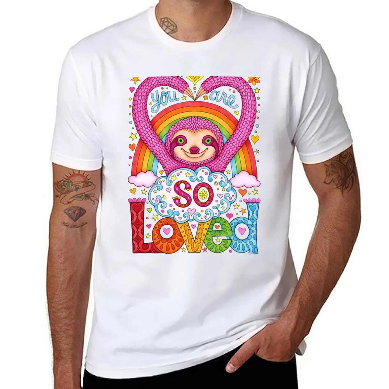

You are so loved - Cute Rainbow Sloth - Art by Thaneeya McArdle T-Shirt t shirt man designer funny t shirts dark humor T-Shirt