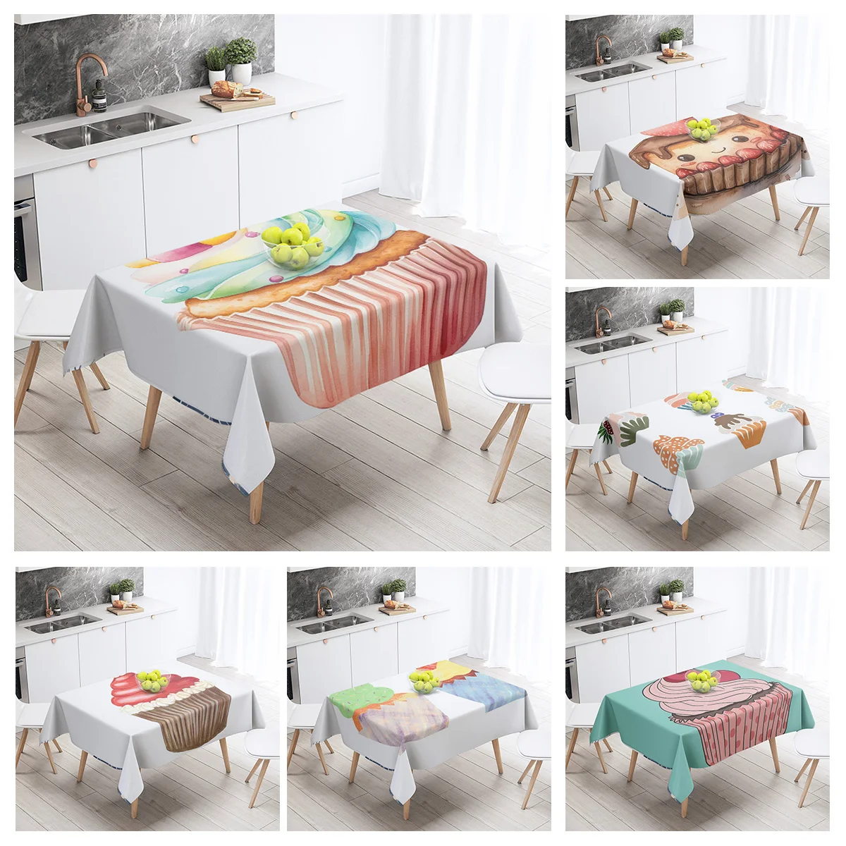 New Abstract Tea Tablecloth Waterproof and Oil-proof Dining Tablecloth Nordic Wind Bar Tablecloth Home Decoration