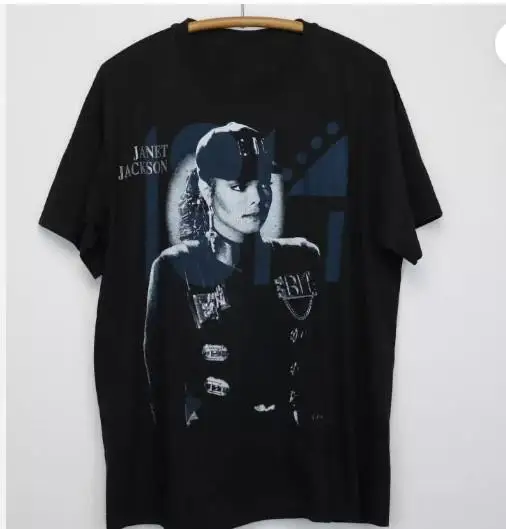 1990 Janet Jackson T-Shirt Short Sleeve Cotton Black, new new