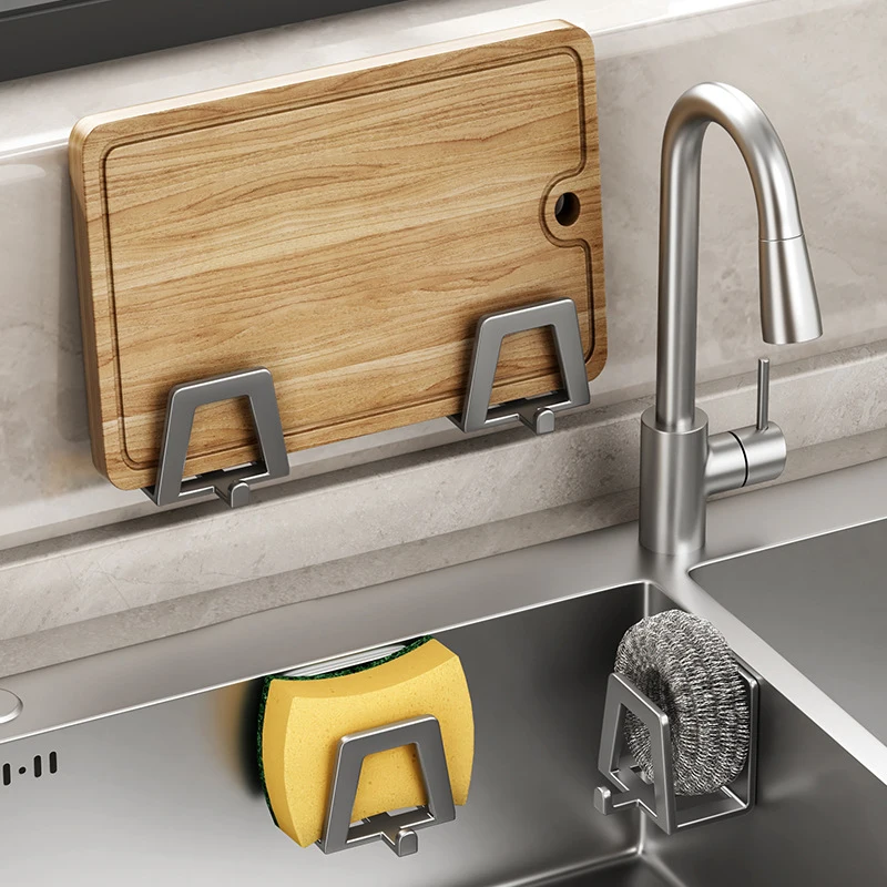 Porta spugna in acciaio inossidabile Lavello autoadesivo Scarico Spugne per asciugatura Scaffali Scaffale da cucina Ganci da parete Portaoggetti Organizzatore