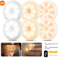 Xiaomi LED Night Light With Motion Sensor USB Rechargeable With 700mAh Battery Lamp Wireless For Kitchen Cabinet  Wardrobe Light