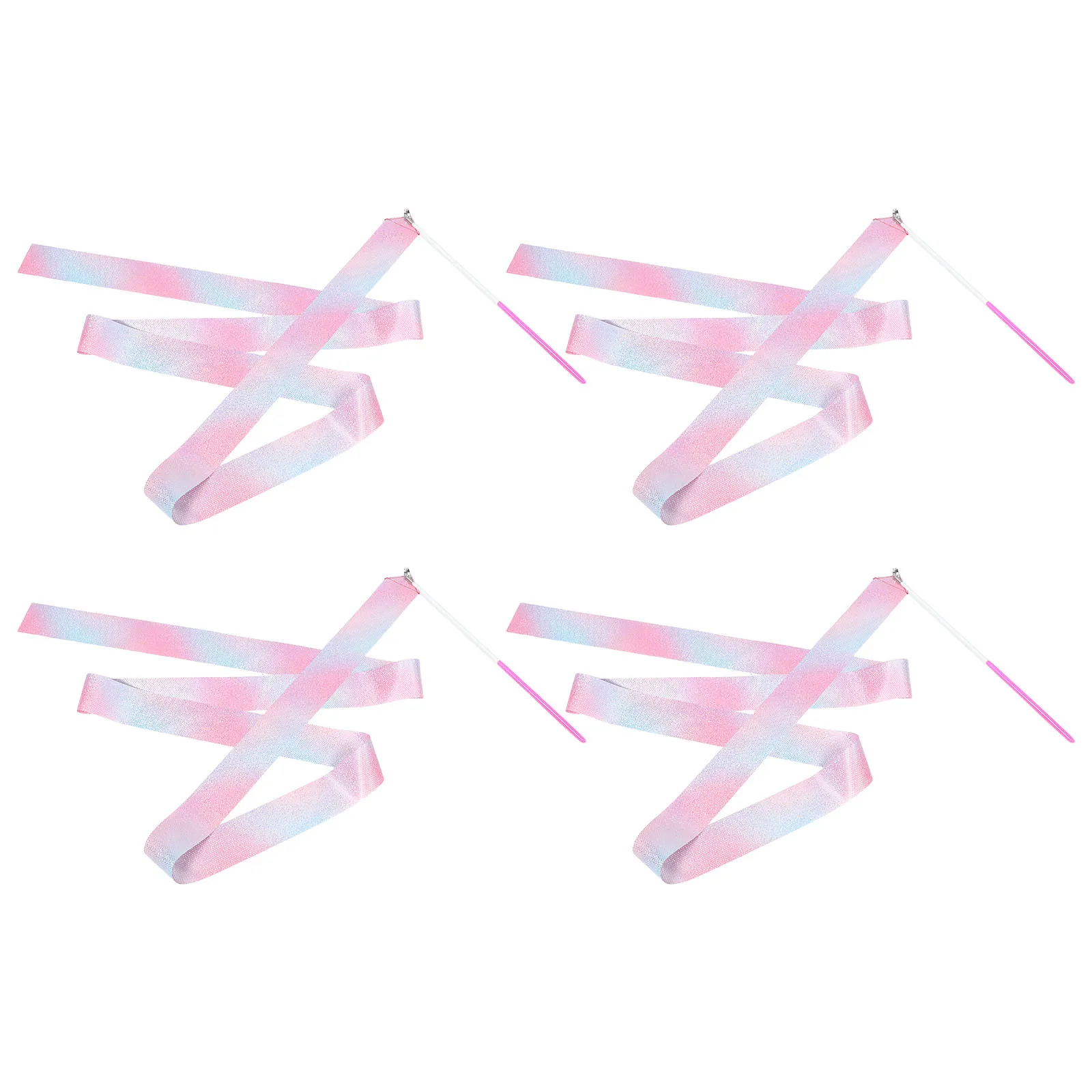 

4Pcs Rhythmic Gymnastics Ribbon Sparkling Gradient 2 Meter Gymnastics Streamers Dance Dancing Ribbons for Kids Performing