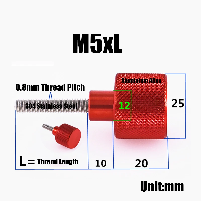 1PCS M3 M4 M5 5Mm-60Mm Nhôm Hợp Kim Không Gỉ Có Khía Ngón Tay Cái Vít Tay Grip Knob Bước bulong Vít Màu Đen/Đỏ Tay Thắt Chặt Vít