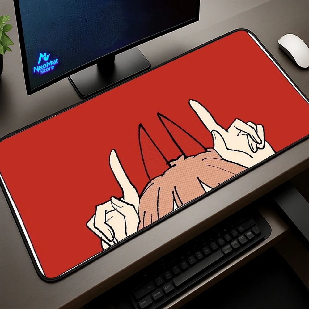 الطاقة بالمنشار رجل الحصير الكمبيوتر أنيمي ماوس الوسادة الأحمر الكمبيوتر الديكور Kawaii مكاتب اكسسوارات مكتب منصات كبيرة ماوس الوسادة للمكتب