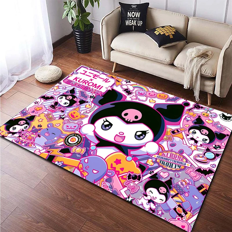 Popular and cute Kuromi carpets, living room and bedroom floor mats, birthday gift yoga mats, pink room decorations  rugs