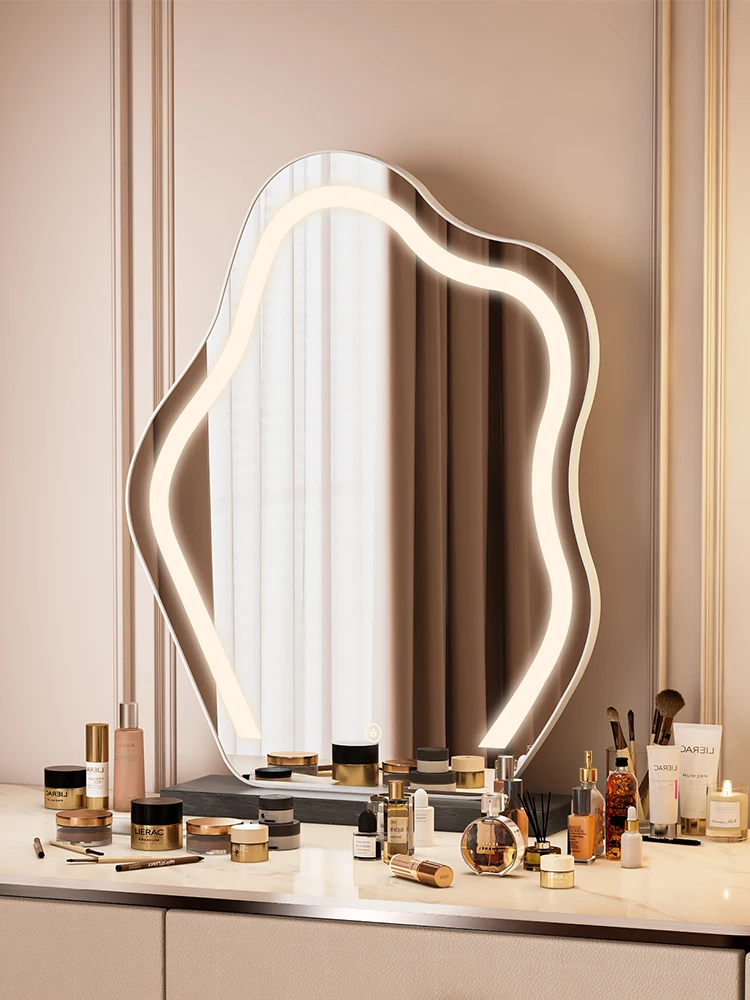 

Cloud makeup mirror desktop desktop with light 2025 new light luxury LED smart master bedroom dresser special mirror